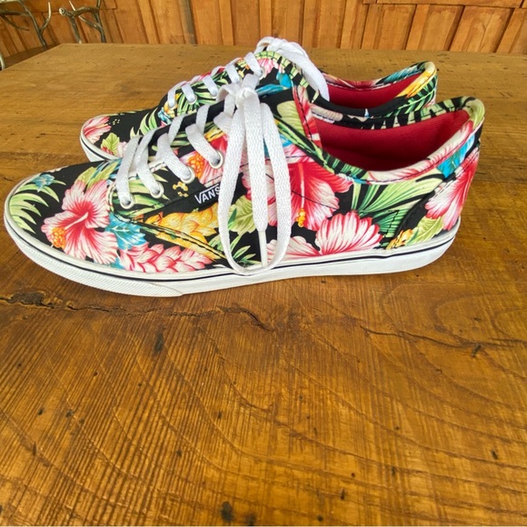 Vans Hawaiian Hibiscus Floral Print Skateboard Sneakers Women’s 8.5 Lace Up - Picture 8 of 11